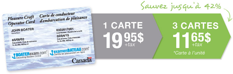 1 carte 19.95$ + tax, 3 carte 11.65$ + tax, sauvez jusqu'a 42%