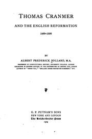 Cover of: Thomas Cranmer and the English reformation, 1489-1556.