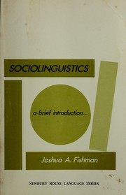 Cover of: Sociolinguistics: a brief introduction