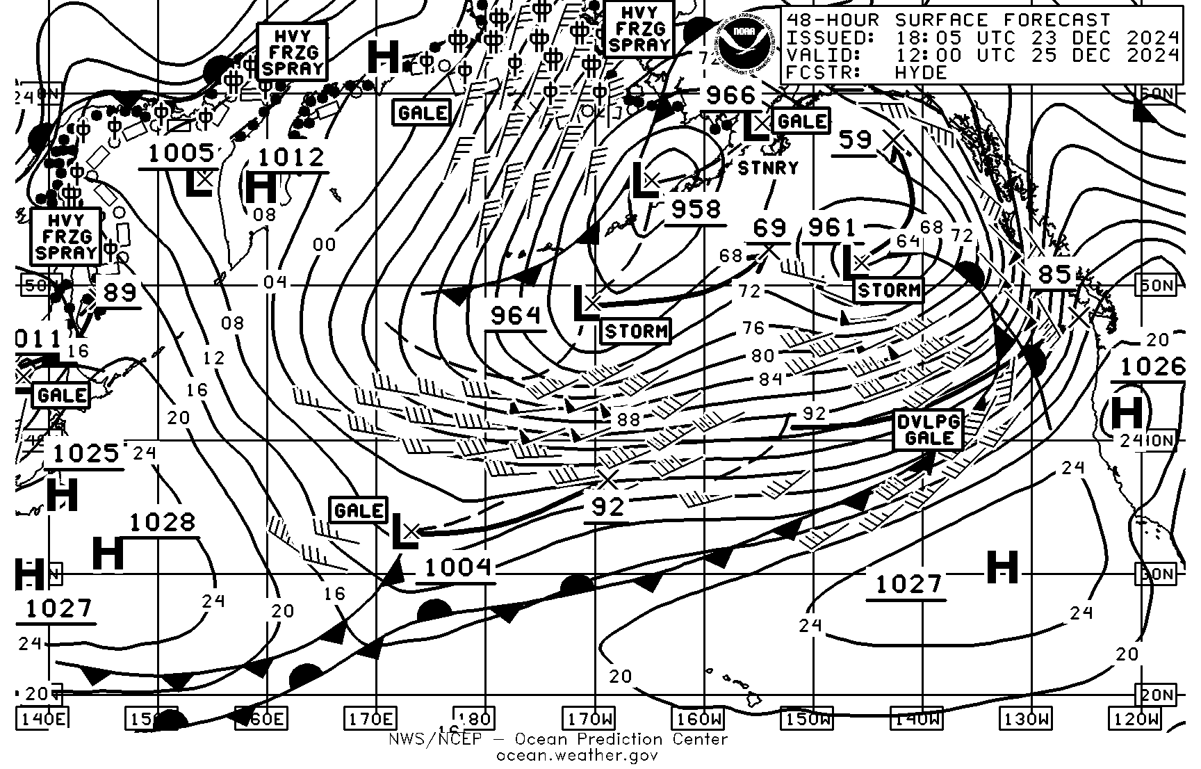 48 hour Pacific surface 