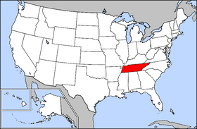 Mapa ning United States with Tennessee highlighted