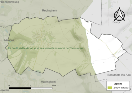 Carte d'el ZNIEFF éd type 2 su l' conmune.