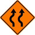 Diverted traffic, first to left, 2 lanes