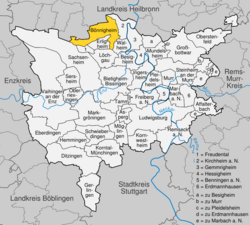 Elhelyezkedése Baden-Württemberg térképén