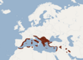 Aire de répartition du Murin de Capaccini