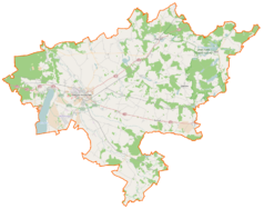 Mapa konturowa powiatu stargardzkiego, po lewej nieco u góry znajduje się punkt z opisem „Reptowo”