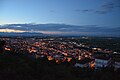 Aerial view of the city during dusk