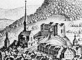 Die Laufenburg (rechts) um 1654