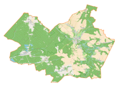 Mapa konturowa gminy Narol, blisko centrum na prawo znajduje się punkt z opisem „Lipsko”