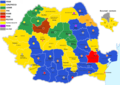 Political map depicting the county president and county seat mayor by winning party