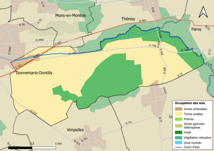 Carte des infrastructures et de l'occupation des sols en 2018 (CLC) de la commune.