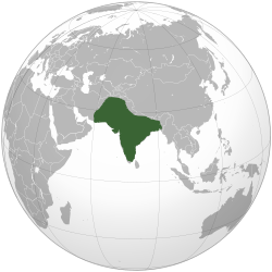 Orthographic projection map of the Mughal Empire