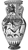 Line drawing of a big Greek pot.