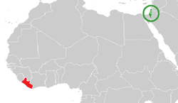 Map indicating locations of Israel and Liberia