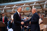 Stoltenberg with Afghan President Ashraf Ghani in Kabul, Afghanistan, February 2020