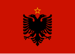 Flagga för Socialistiska Folkrepubliken Albanien (1946–1992).