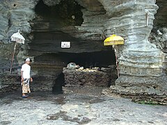 Sacred water at Tanah Lot temple