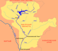 Blagovéshchensk enel mapa del río Zeya