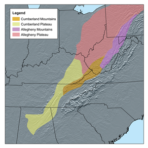 Karte der Allegheny Mountains