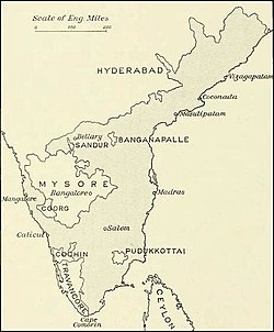 சென்னை மாகாணத்தில் புதுக்கோட்டை சமஸ்தானத்தின் அமைவிடம்