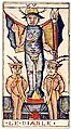 Tarot-kortet Djævelen fra Jean Dodals tarotsæt, der udkom i perioden 1701-15.