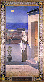 Geneviève soutenue par sa pieuse sollicitude veille sur la ville endormie, par Pierre Puvis de Chavannes, 1898, peinture sur toile marouflée.