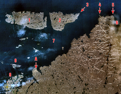 Location of Cape Wolstenholme (4) and Erik Cove (6). Click on image for full legend.