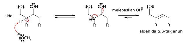 Simple mechanism for the dehydration of an aldol product