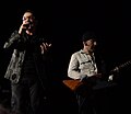 Bono and The Edge playing "Beautiful Day" in Toronto.