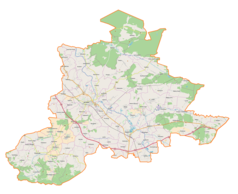 Mapa konturowa powiatu jarosławskiego, blisko centrum na lewo znajduje się punkt z opisem „Jarosław”