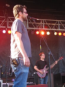 McMahan (left) performing with Slint in 2007