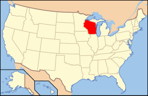 Localizarea statului Wisconsin în Statele Unite ale Americii