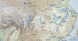 Map of the Yangtze River drainage basin with the Sichuan Basin in the centre