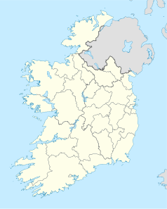 Mapa konturowa Irlandii, po prawej znajduje się punkt z opisem „Irish Rugby Football UnionCumann Rugbaí na hÉireann”