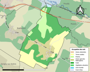 Carte en couleurs présentant l'occupation des sols.