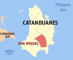 Map of Catanduanes with San Miguel highlighted