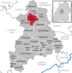 Elhelyezkedése Baden-Württemberg térképén