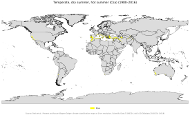 Localización del clima mediterráneo típico (Csa)