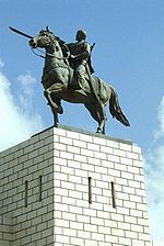 Statue of Mohammed Abdullah Hassan in Mogadishu.