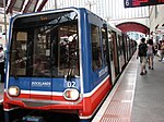 B2K stock car 02, shown at Canary Wharf station