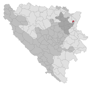 Lage der Gemeinde Teočak in Bosnien und Herzegowina (anklickbare Karte)