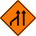 End of left lane (form 2 lanes)