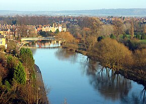 Shrewsbury'deki Shrewsbury Kalesi'nden Severn Nehri