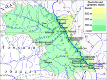 Carte de la position de la ville par rapport au raïon de Ienisseïsk