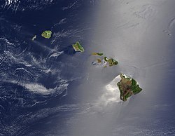 Vista via satélite do arquipélago Hawaii