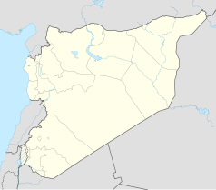 Mapa konturowa Syrii, po lewej znajduje się punkt z opisem „Tall Salhab”