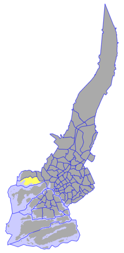 Kaupungin kartta, jossa Pansio korostettuna. Turun kaupunginosat