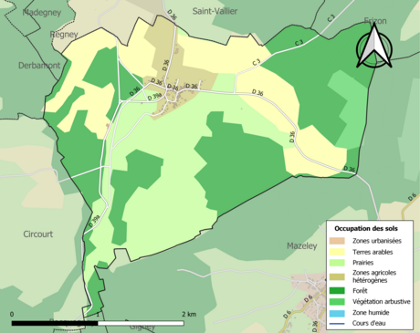 Carte en couleurs présentant l'occupation des sols.