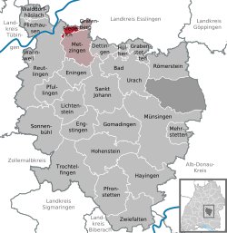 Elhelyezkedése Baden-Württemberg térképén