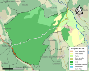 Carte en couleurs présentant l'occupation des sols.